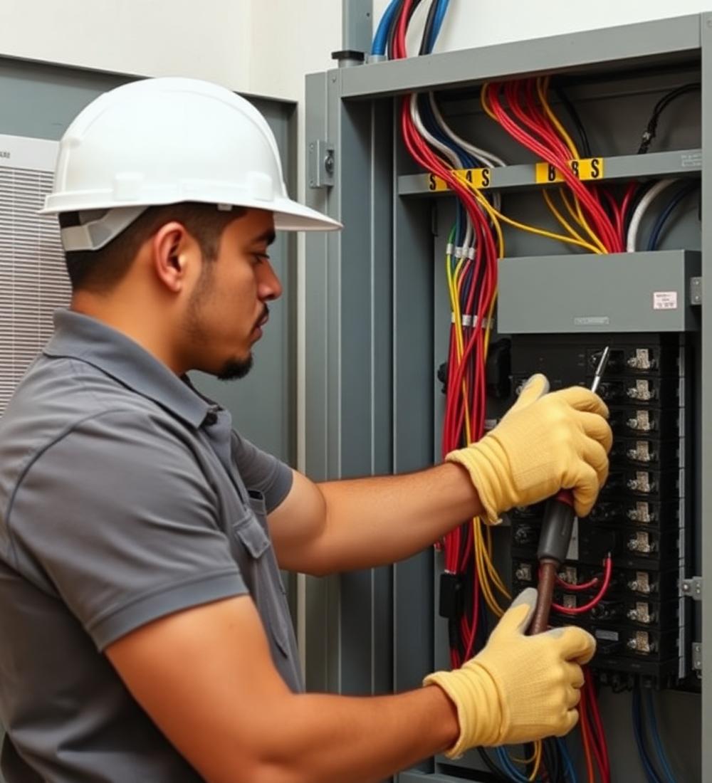 Técnico de Helpers trabajando en un tablero eléctrico
